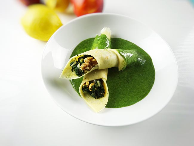 canelones de espinacas con masa de crepe